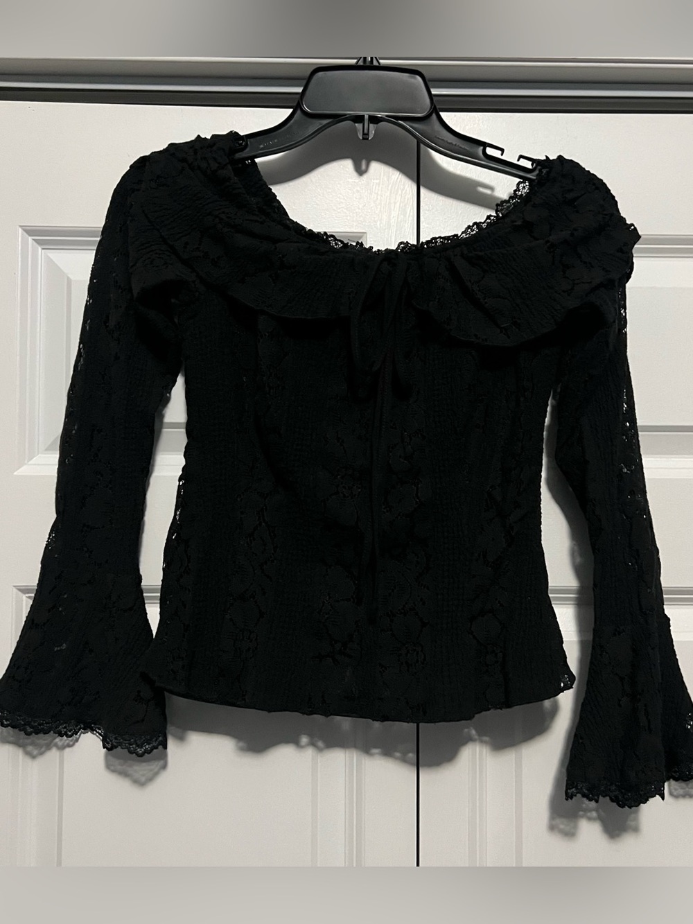 Fashion Nova Black Off-Shoulder Lace Top
